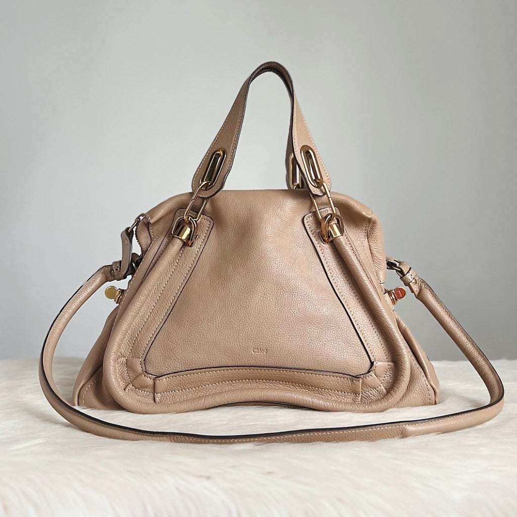 Chloe Iconic Beige Leather Paraty 2 Way Shoulder Bag