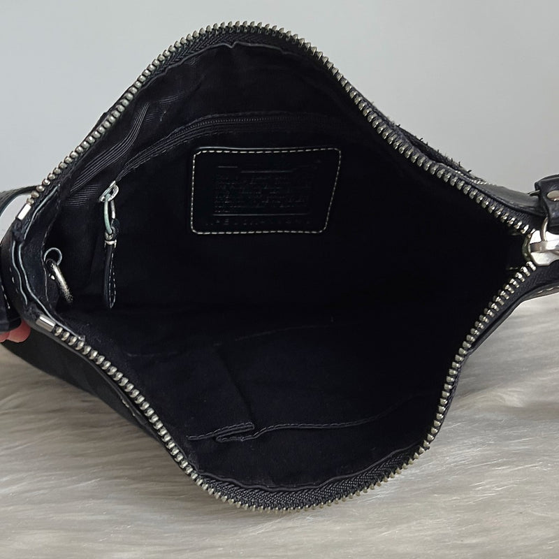 Coach Black Monogram Front Buckle Detail Crossbody Shoulder Bag