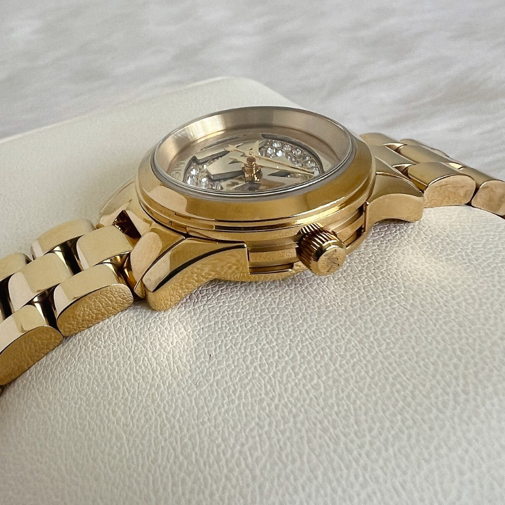 Michael Kors Gold Runway MK Crystal Women's Wrist Watch Like New