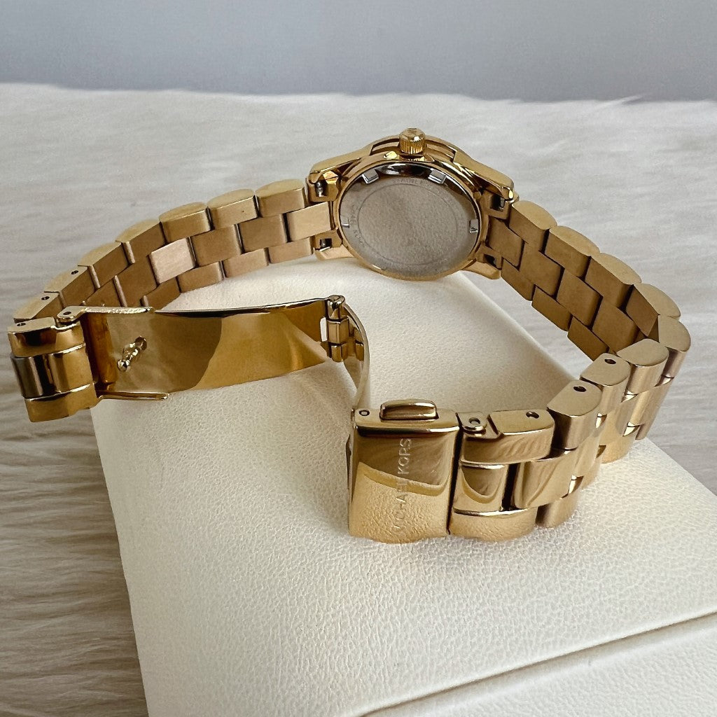 Michael Kors Gold Runway MK Crystal Women's Wrist Watch Like New