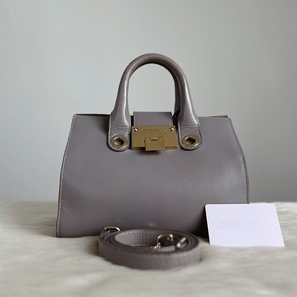 Jimmy Choo Grey Leather Suede Patchwork 2 Way Shoulder Bag