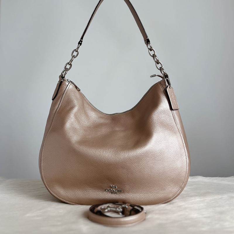 Coach Champagne Leather Slouchy 2 Way Shoulder Bag Excellent