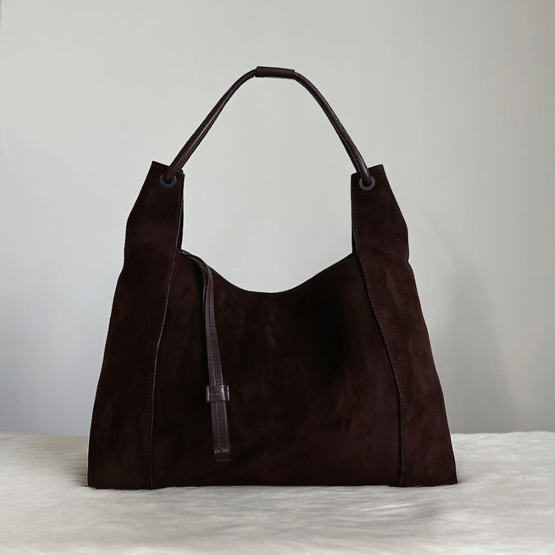 Gucci Chocolate Suede Slouchy Large Shoulder Bag