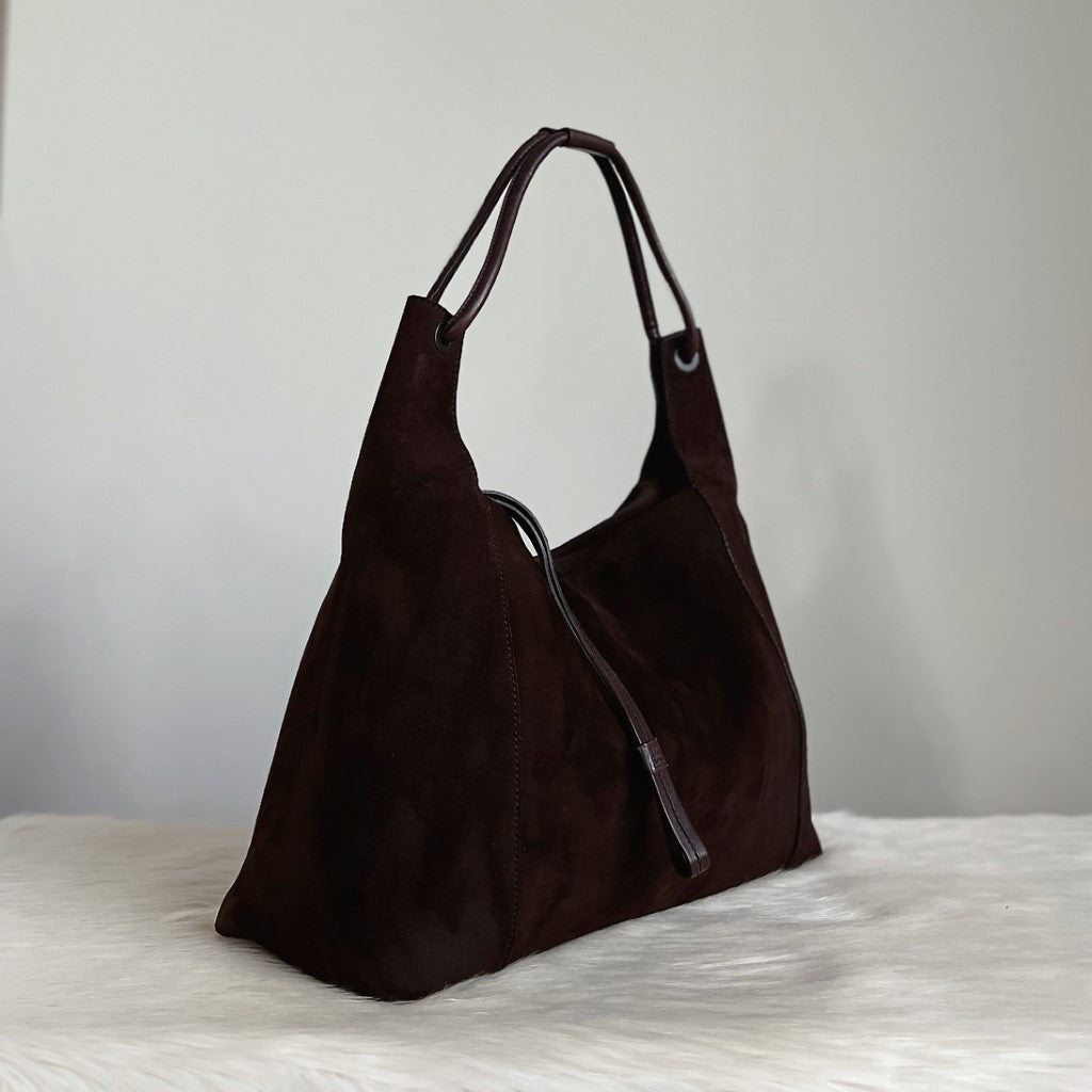 Gucci Chocolate Suede Slouchy Large Shoulder Bag