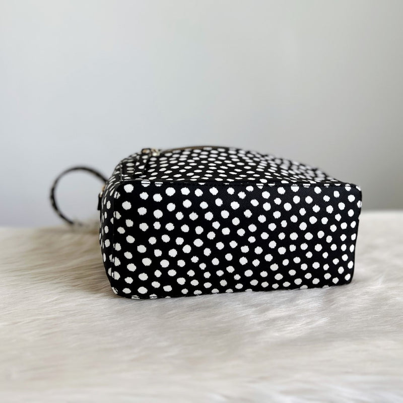 Kate Spade Black Polka Dot Front Zip Compartment Backpack Excellent