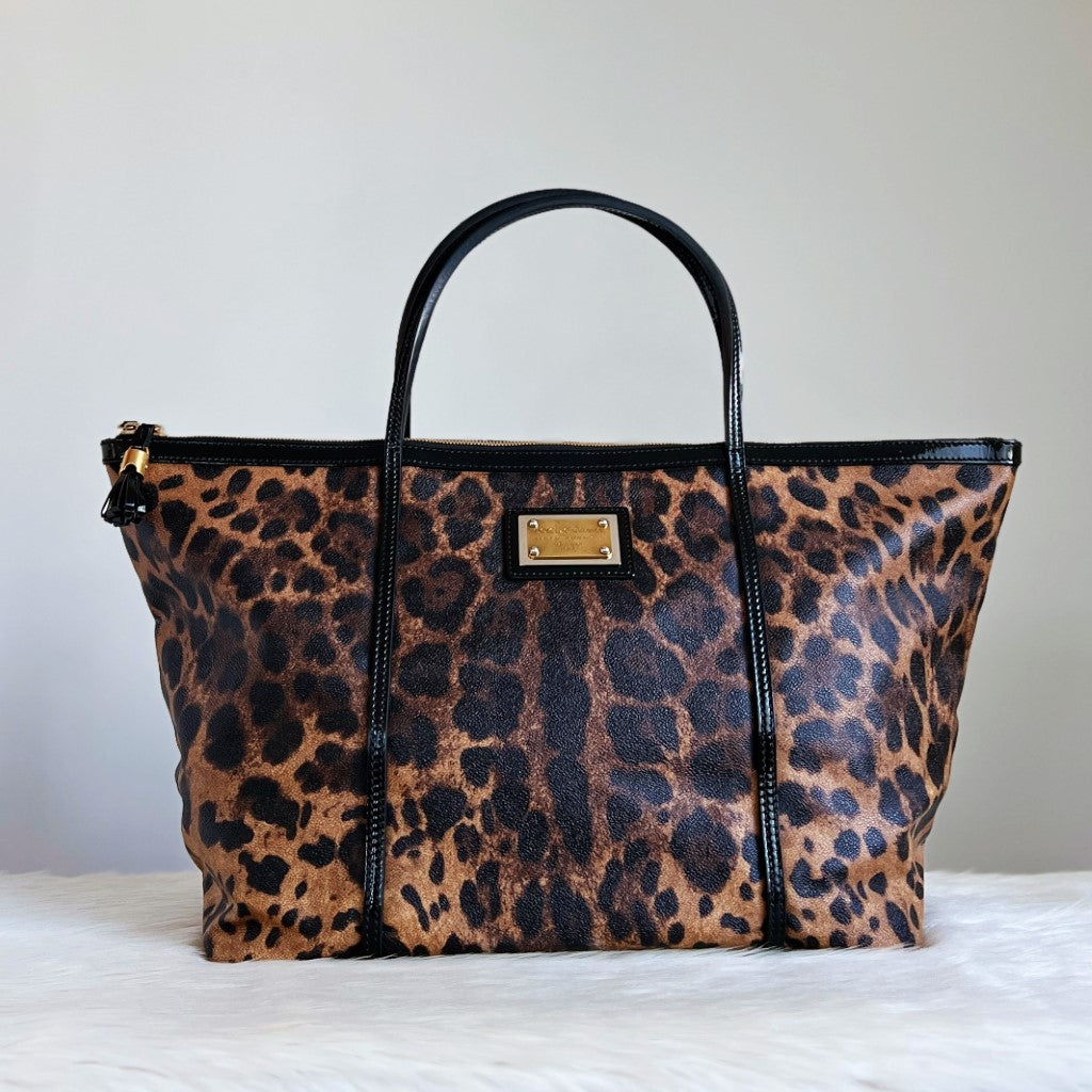 Dolce & Gabbana D&G Leopard Print Oversized Weekend Shoulder Bag Excellent