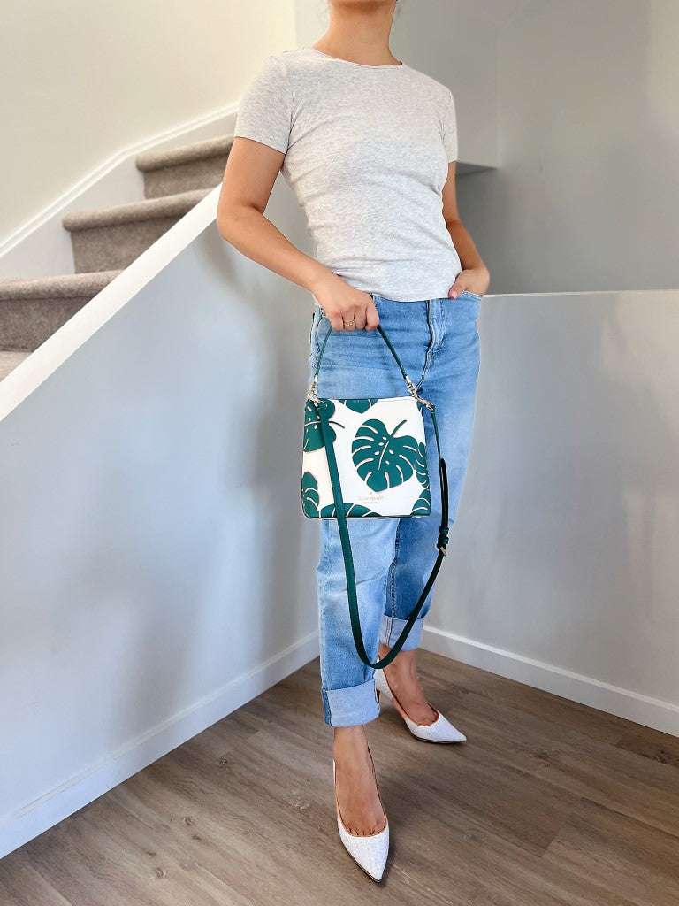 Kate Spade Leaf Pattern Bucket 2 Way Shoulder Bag Like New