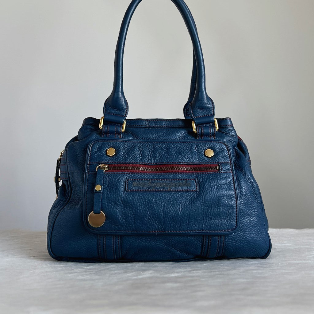 Marc Jacobs Navy Leather Triple Compartment Shoulder Bag Excellent