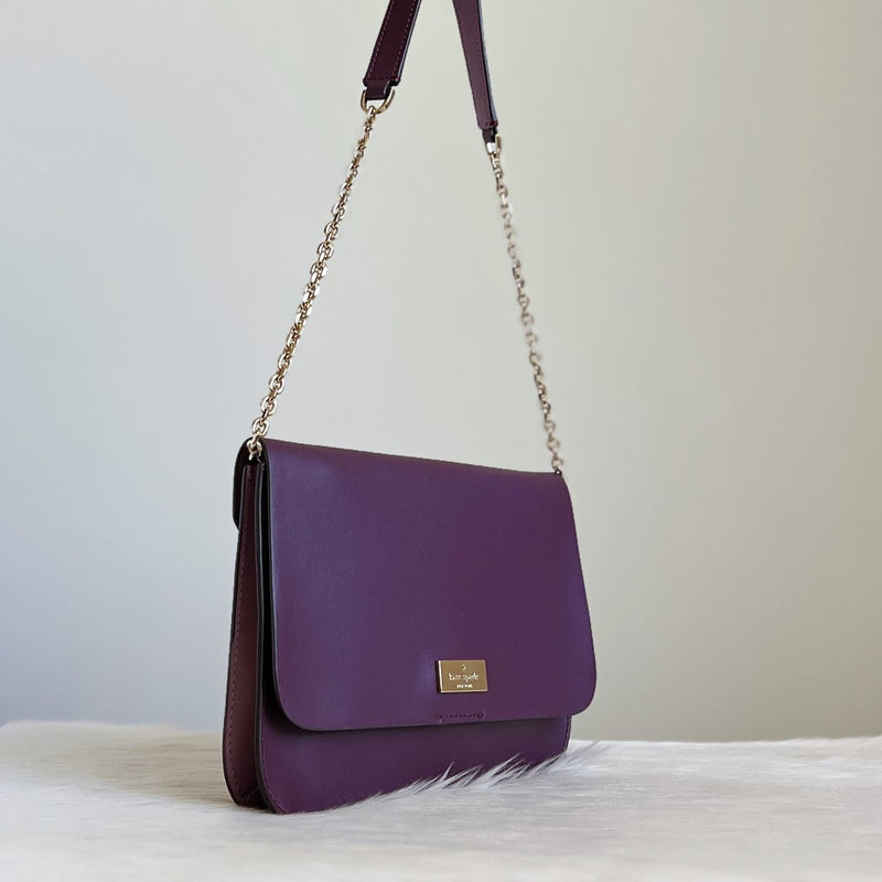 Kate Spade Purple Leather Chain Detail Shoulder Bag Like New