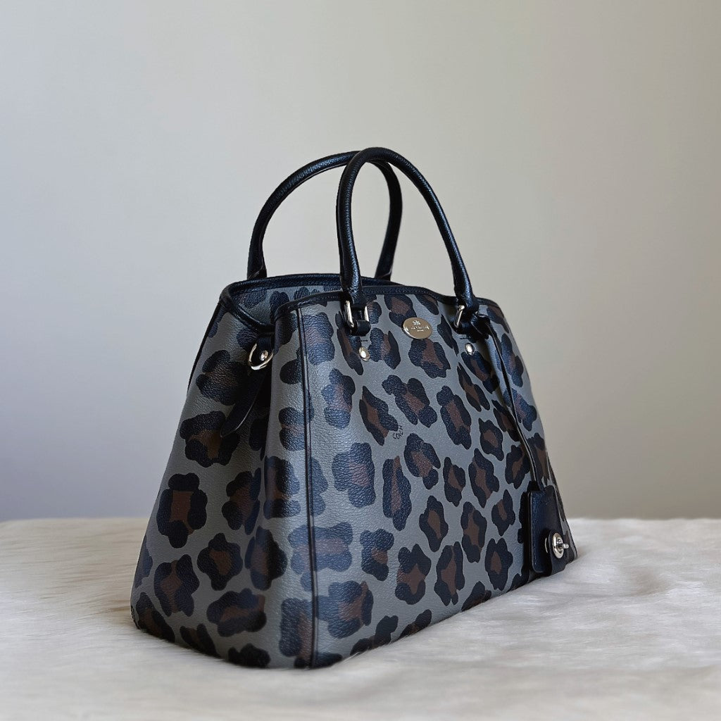 Coach Leopard Print Triple Compartments 2 Way Shoulder Bag Like New