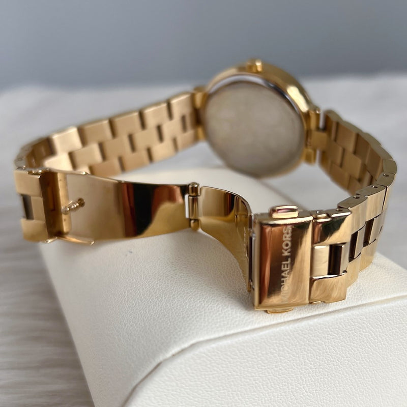 Michael Kors Gold Garner Day Date Crystal Women's Wrist Watch Like New