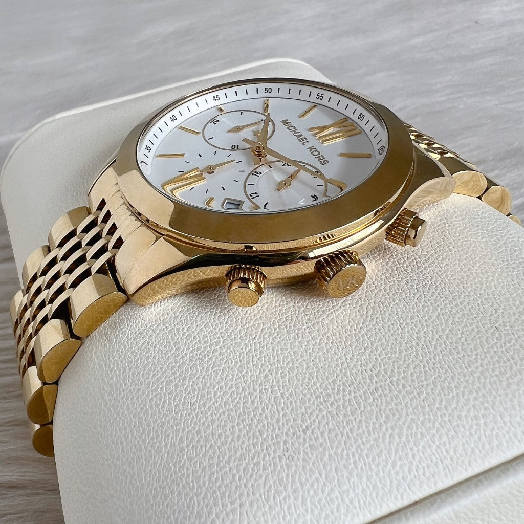 Michael Kors Gold Brookton Chronograph Unisex Wrist Watch Like New