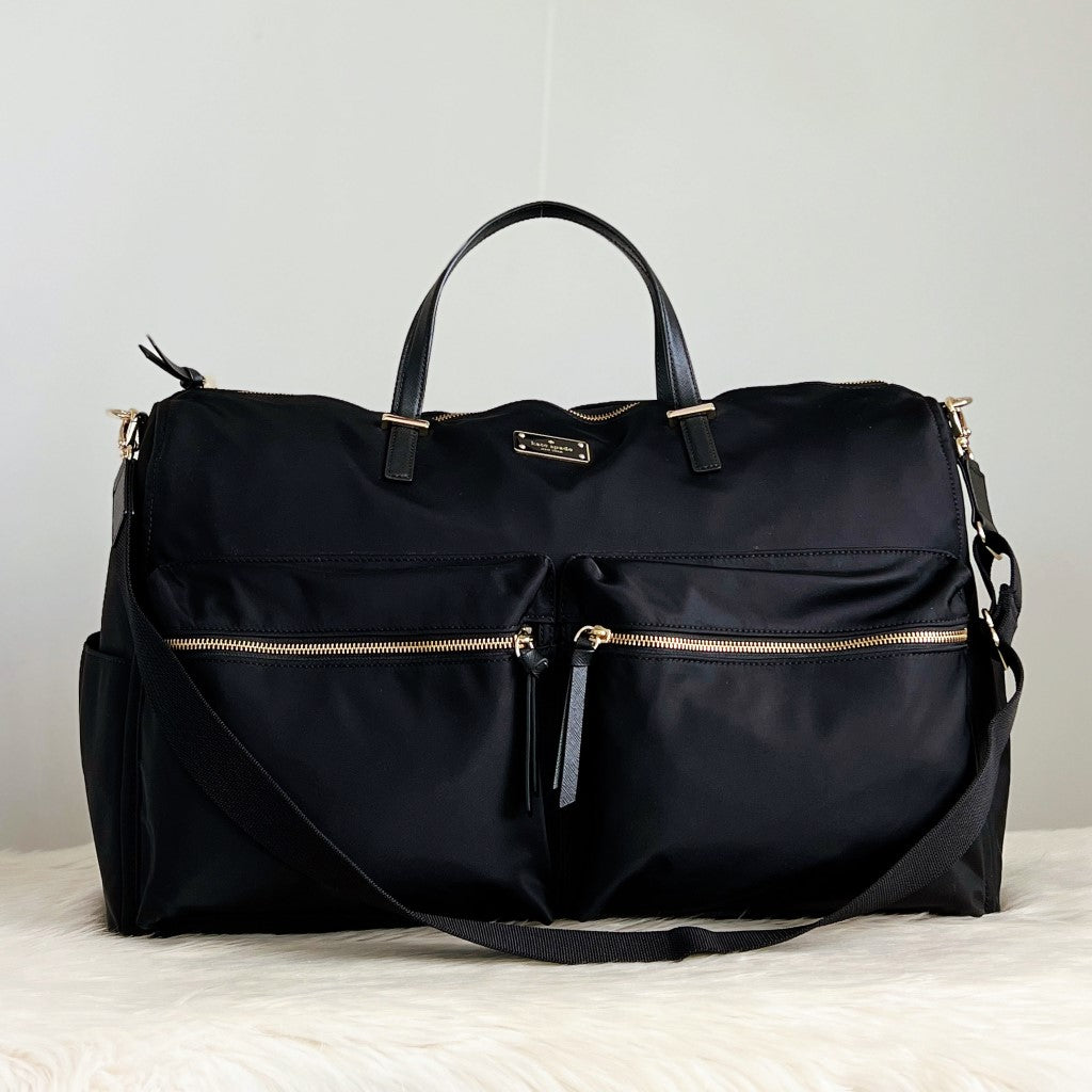 Kate Spade Black Front Compartment Carryall Large Travel Bag Like New