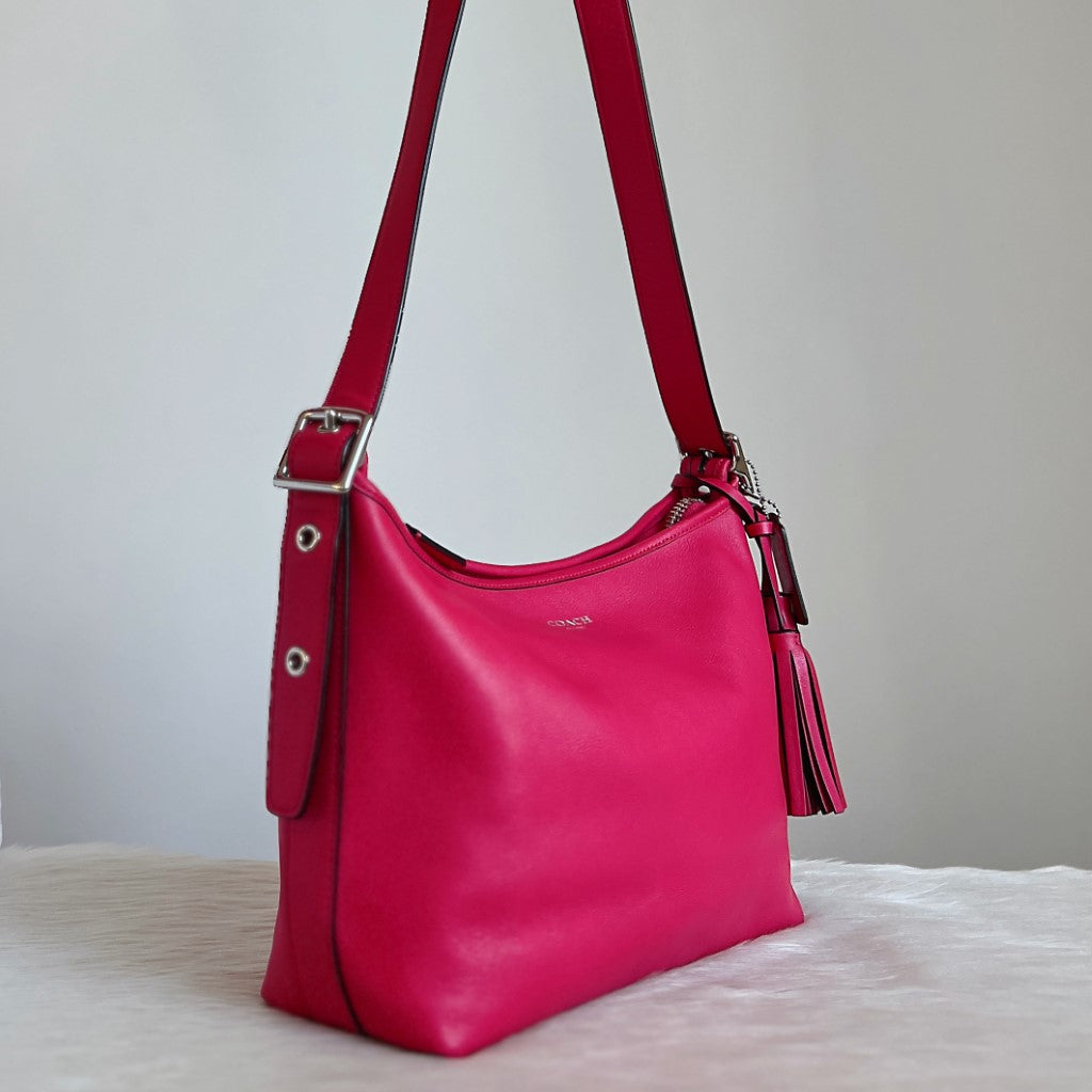 Beautiful newest fuchsia leather coach crossbody