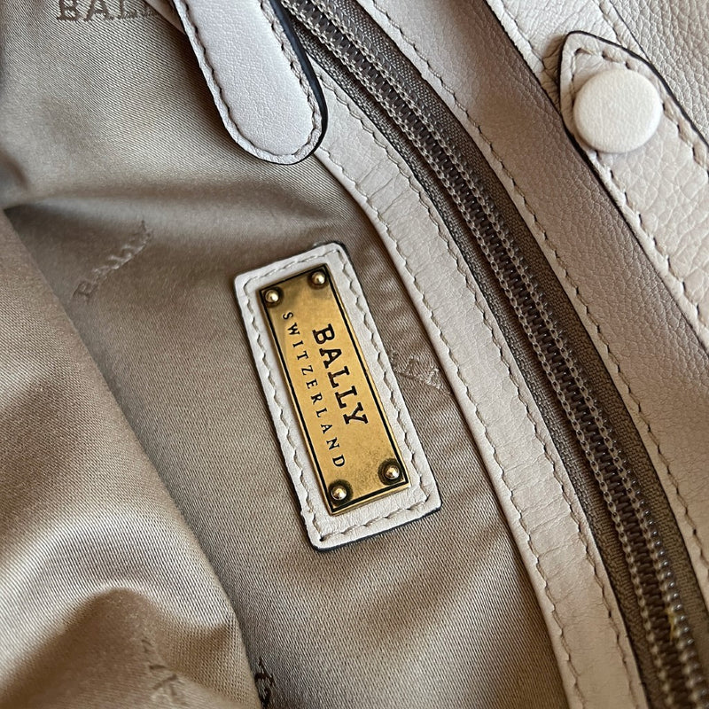 Bally Grey Leather Charm Detail Double Compartment Crossbody Shoulder Bag Excellent