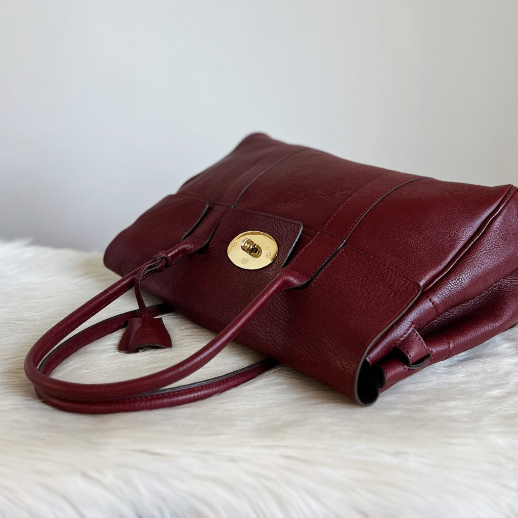 Mulberry Bordeaux Leather Signature Bayswater Shoulder Bag