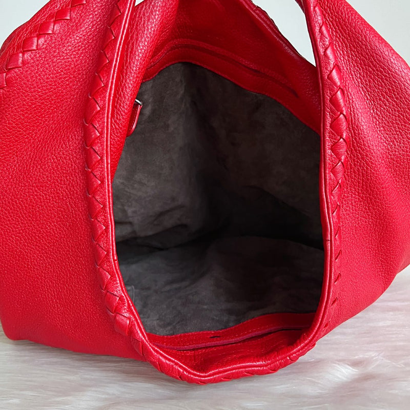 Bottega Veneta Red Leather Signature Cervo Hobo Shoulder Bag