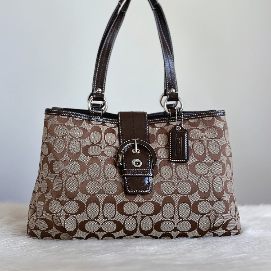 Coach Monogram Triple Compartment Career Shoulder Bag