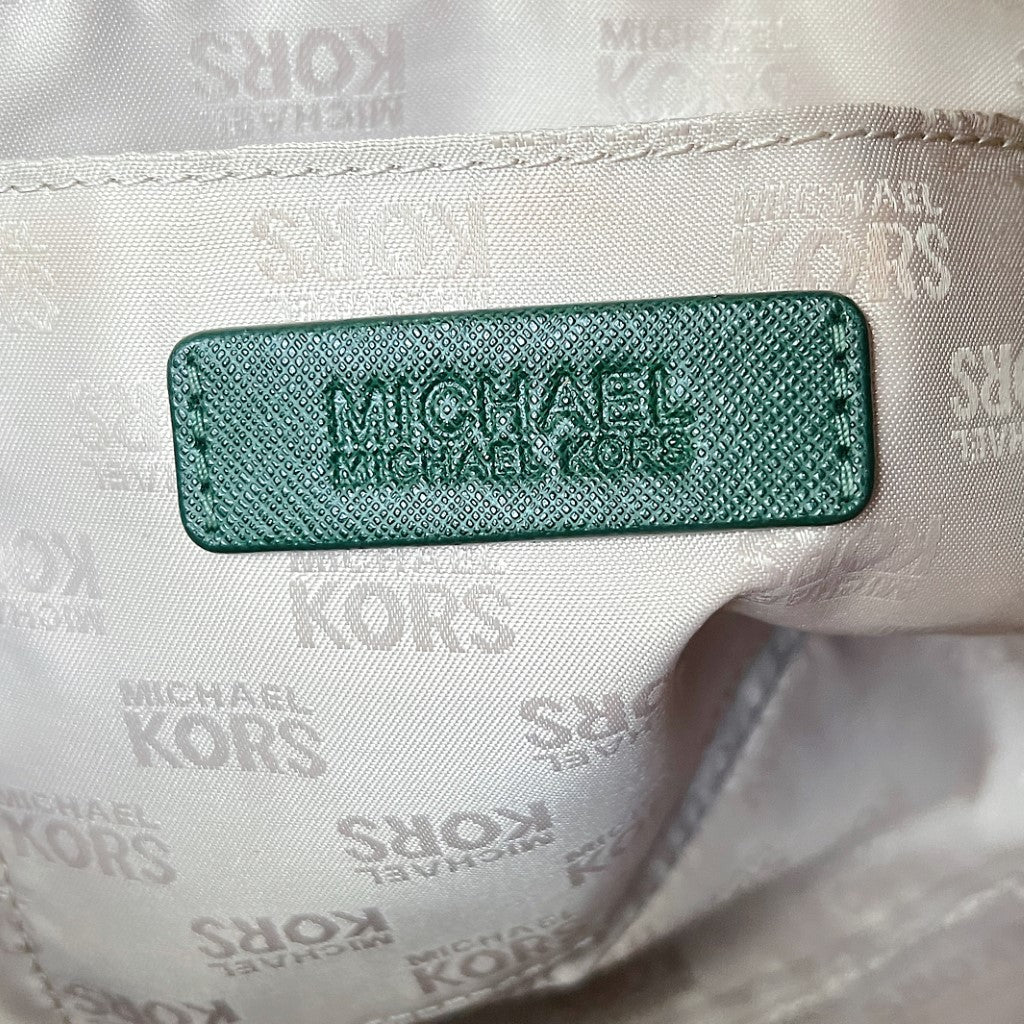 Michael Kors Green Leather Front Logo 2 Way Shoulder Bag Excellent