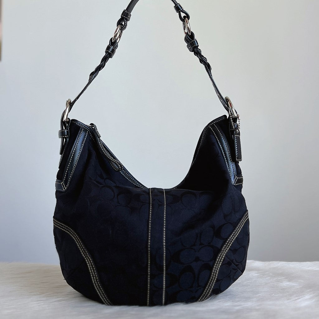 Coach Black Monogram Slouchy Half Moon Shoulder Bag