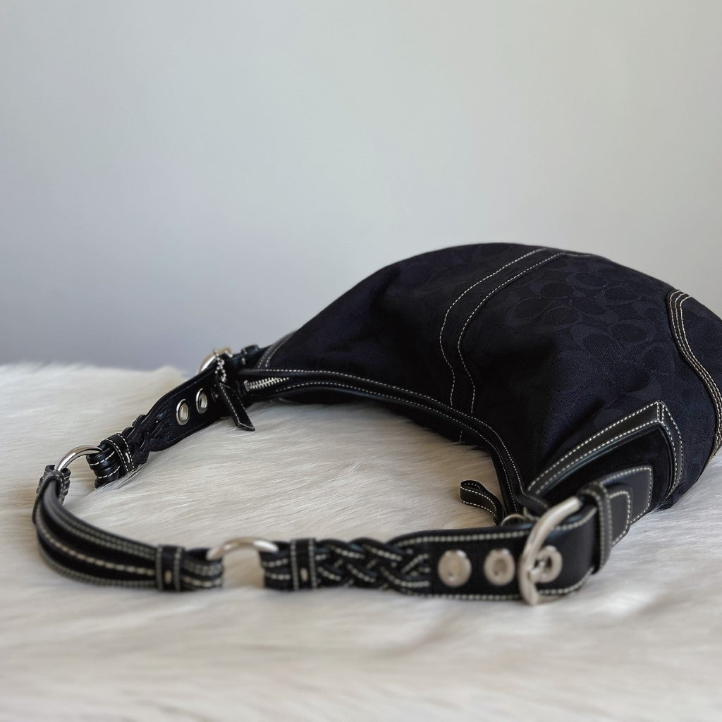 Coach Black Monogram Slouchy Half Moon Shoulder Bag