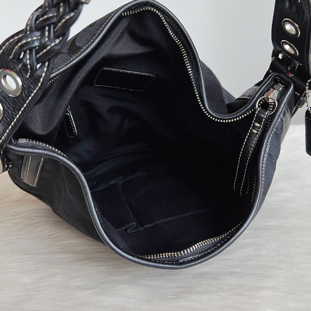 Coach Black Monogram Slouchy Half Moon Shoulder Bag