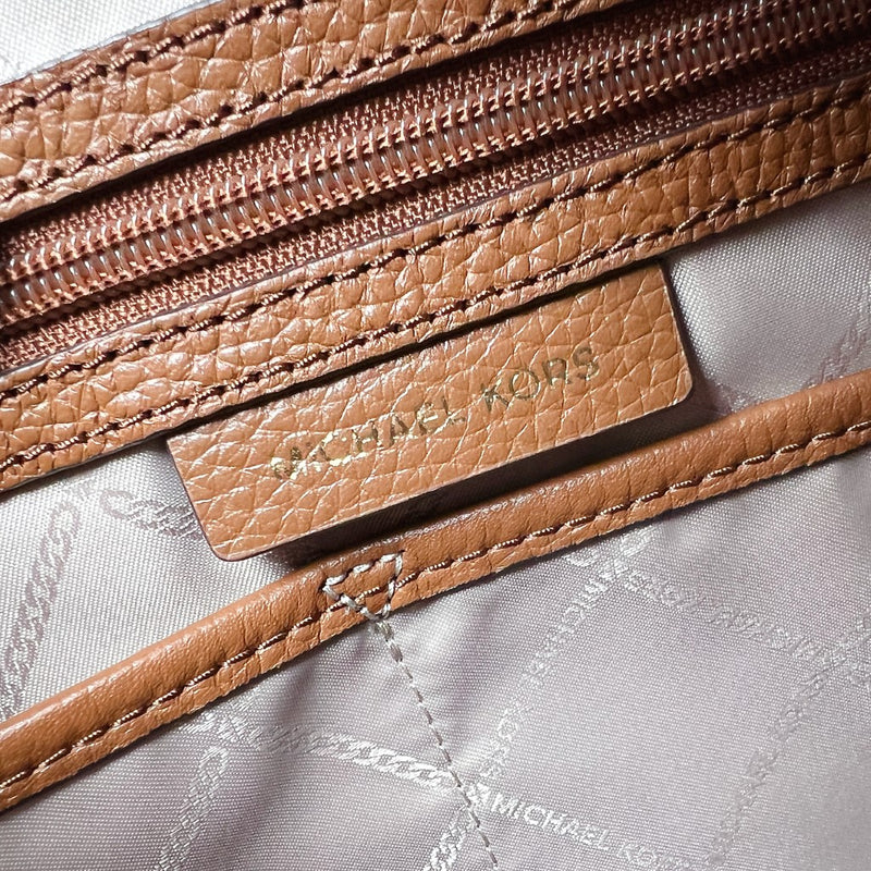 Michael Kors Caramel Leather Tassel Charm Triple Compartment Shoulder Bag Excellent