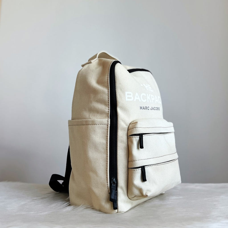 Marc Jacobs Creamy Canvas Zip Pockets Backpack