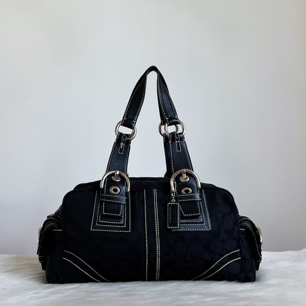 Coach Black Monogram Boston Shoulder Bag