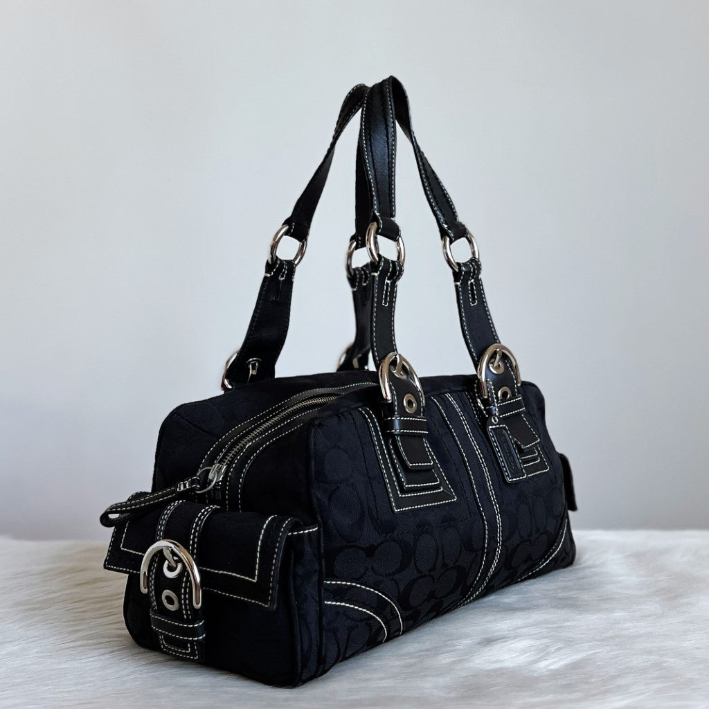 Coach Black Monogram Boston Shoulder Bag