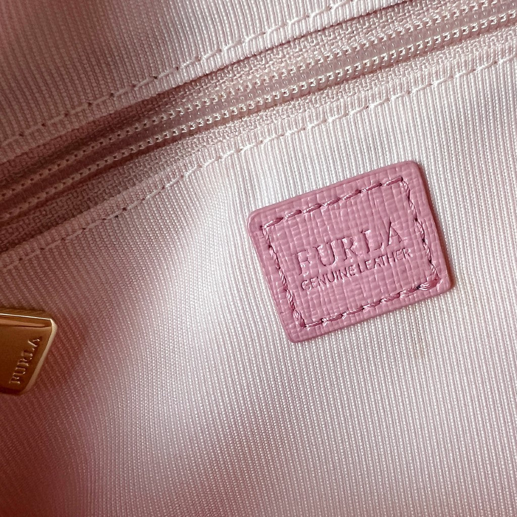 Furla Pink Leather Front Logo Small Crossbody Shoulder Bag