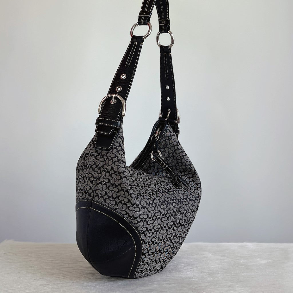 Coach Monogram Patchwork Slouchy Half Moon Shoulder Bag