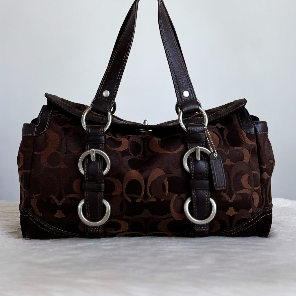 Coach Monogram Patchwork Ring Detail Trun Lock Shoulder Bag