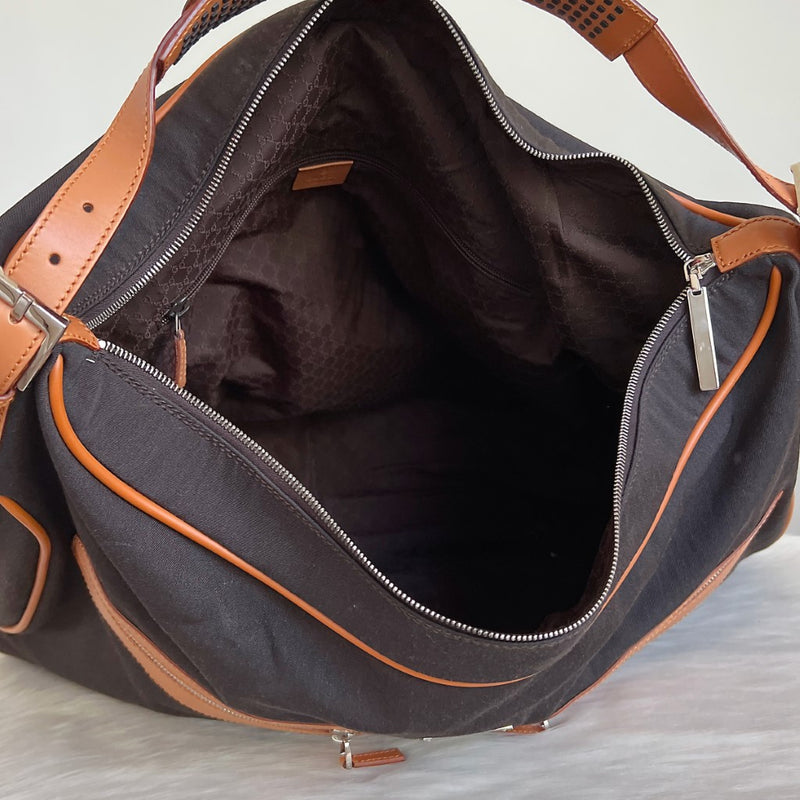 Gucci Two Tone Oversized Travel Shoulder Bag Excellent