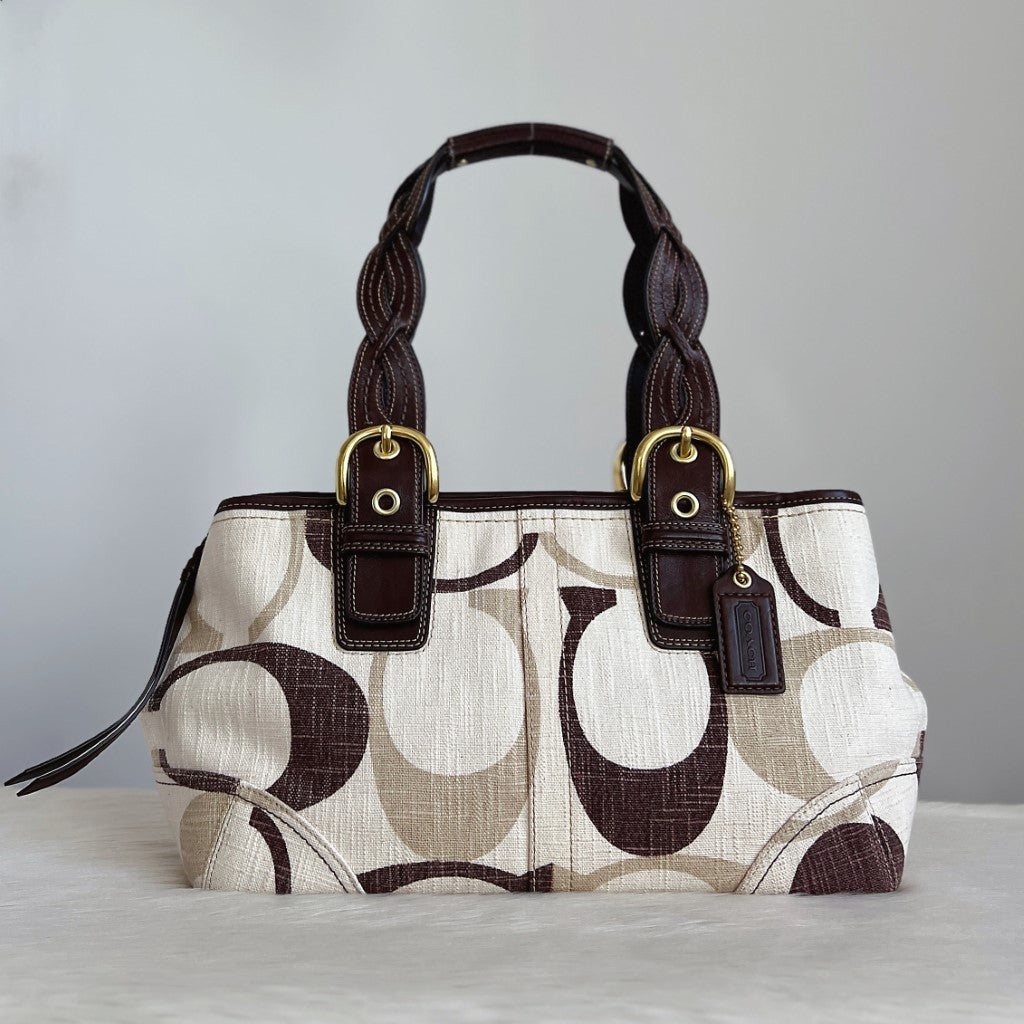 Coach Signature C Print Pleated Strap Shoulder Bag