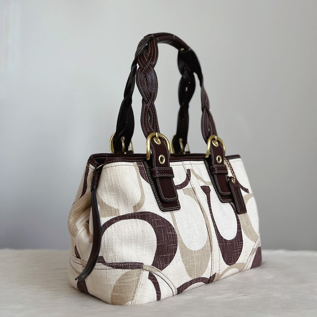 Coach Signature C Print Pleated Strap Shoulder Bag