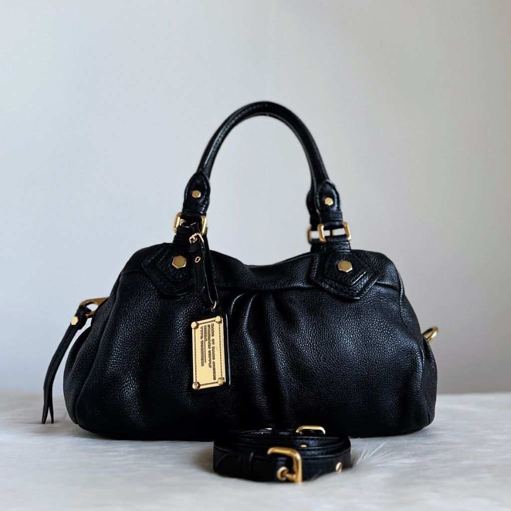 Marc Jacobs Black Leather Classic Q 2 Way Shoulder Bag