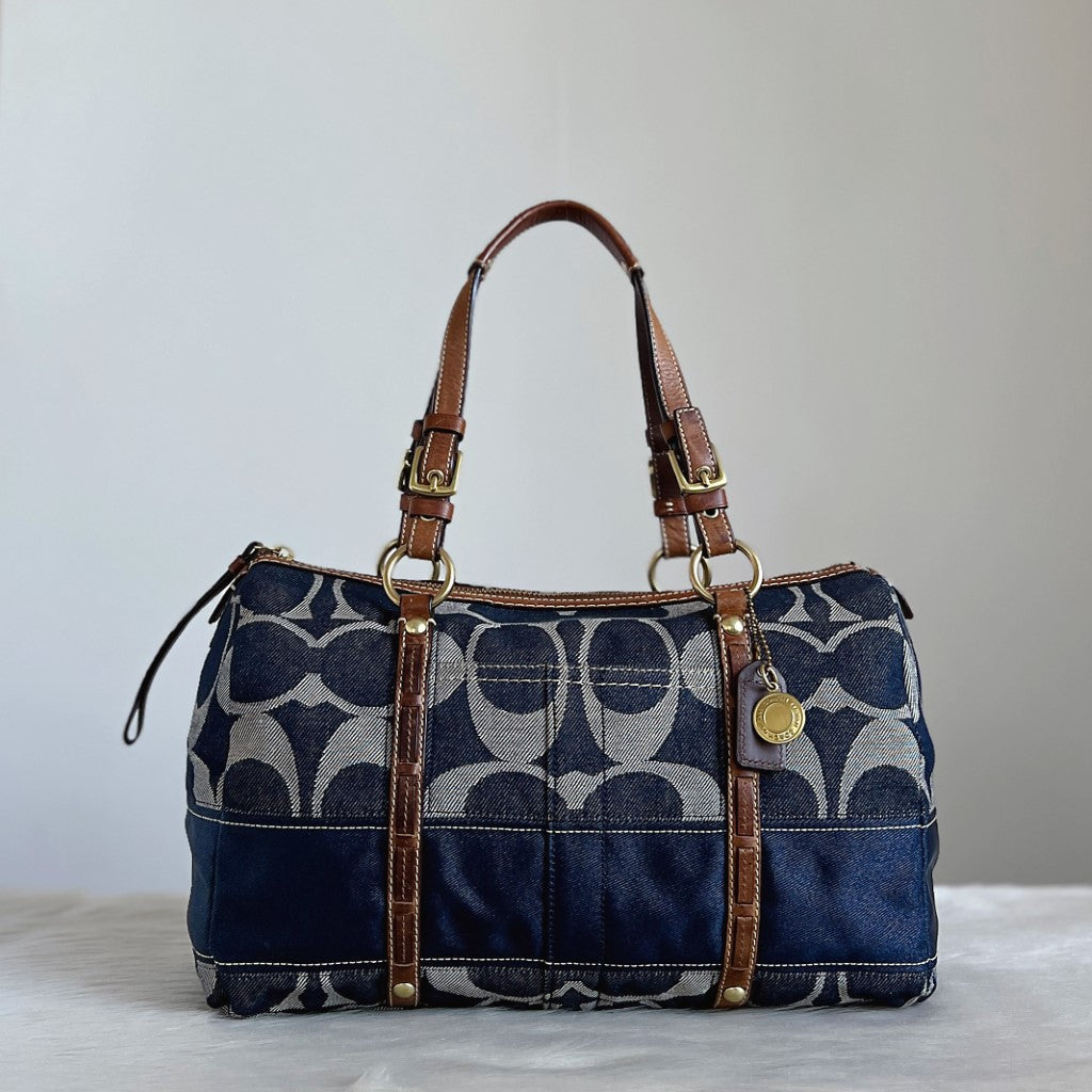 Coach Denim Monogram Boston Shoulder Bag