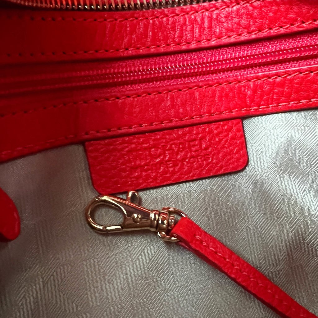 Michael Kors Red Leather Triple Compartment Tote Bag