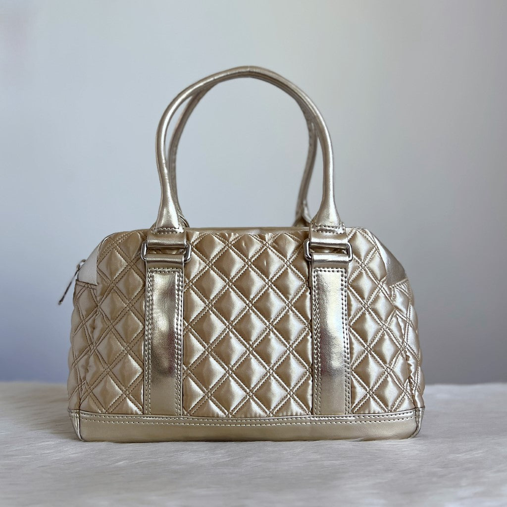 Marc Jacobs Light Gold Quilted Boston Shoulder Bag