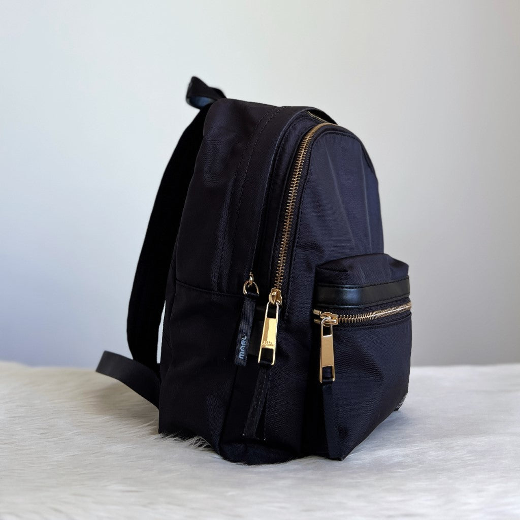 Marc Jacobs Black Canvas Zip Pockets Backpack