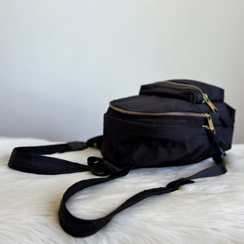 Marc Jacobs Black Canvas Zip Pockets Backpack