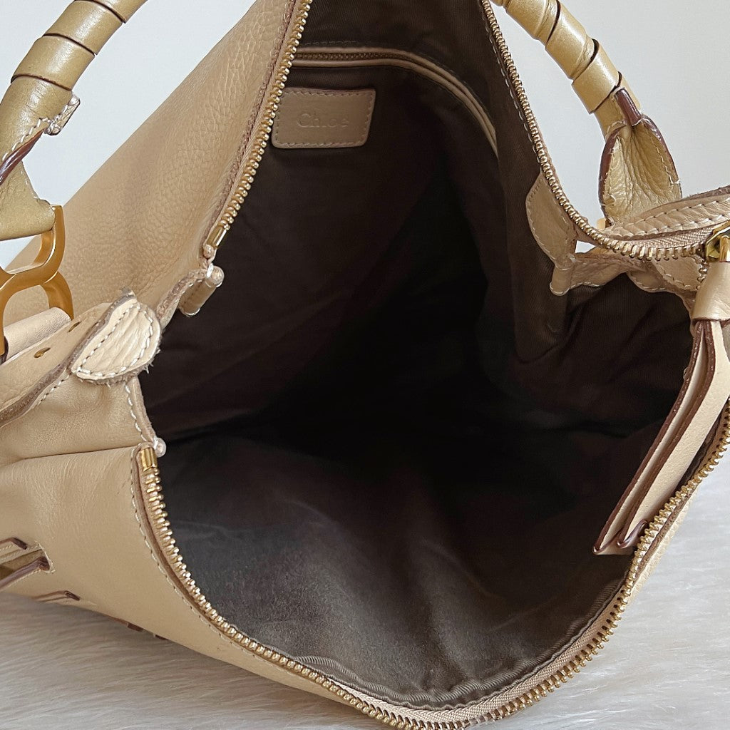 Chloe Iconic Beige Leather Marcie Large Shoulder Bag