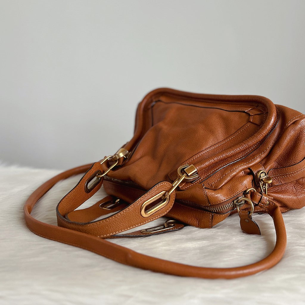 Chloe Iconic Caramel Leather Paraty 2 Way Shoulder Bag Excellent