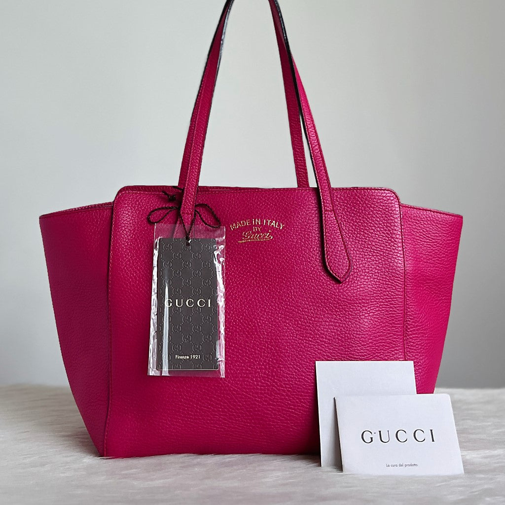 Gucci Fuchsia Leather Carryall Career Shoulder Bag Excellent