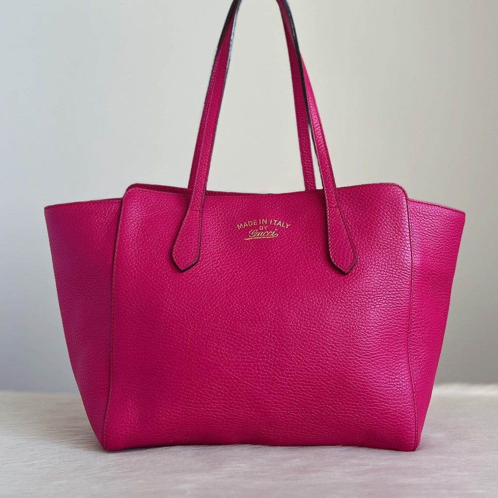 Gucci Fuchsia Leather Carryall Career Shoulder Bag Excellent