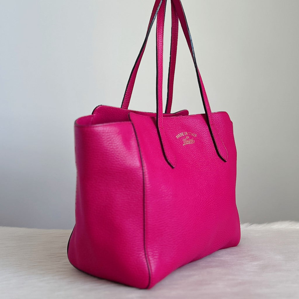 Gucci Fuchsia Leather Carryall Career Shoulder Bag Excellent