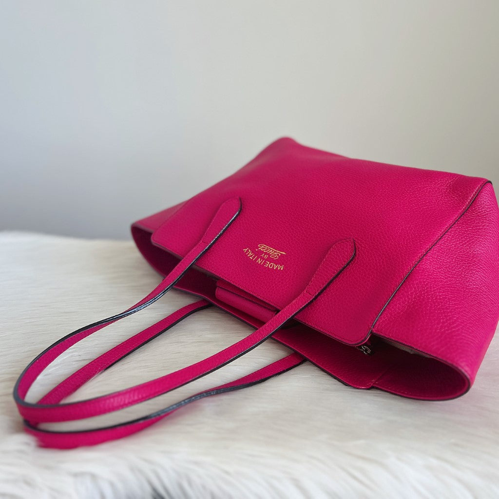 Gucci Fuchsia Leather Carryall Career Shoulder Bag Excellent