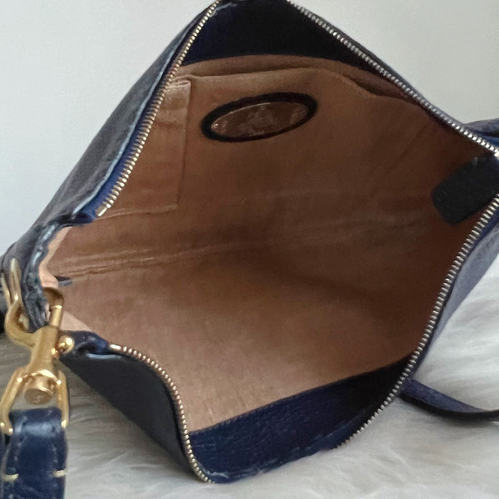 Fendi Dark Navy Leather Slouchy Crossbody Shoulder Bag