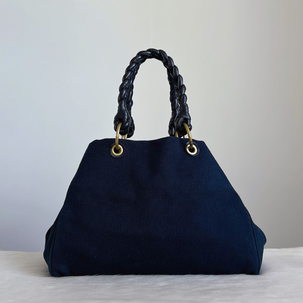 Bottega Veneta Dark Navy Pleated Strap Shoulder Bag